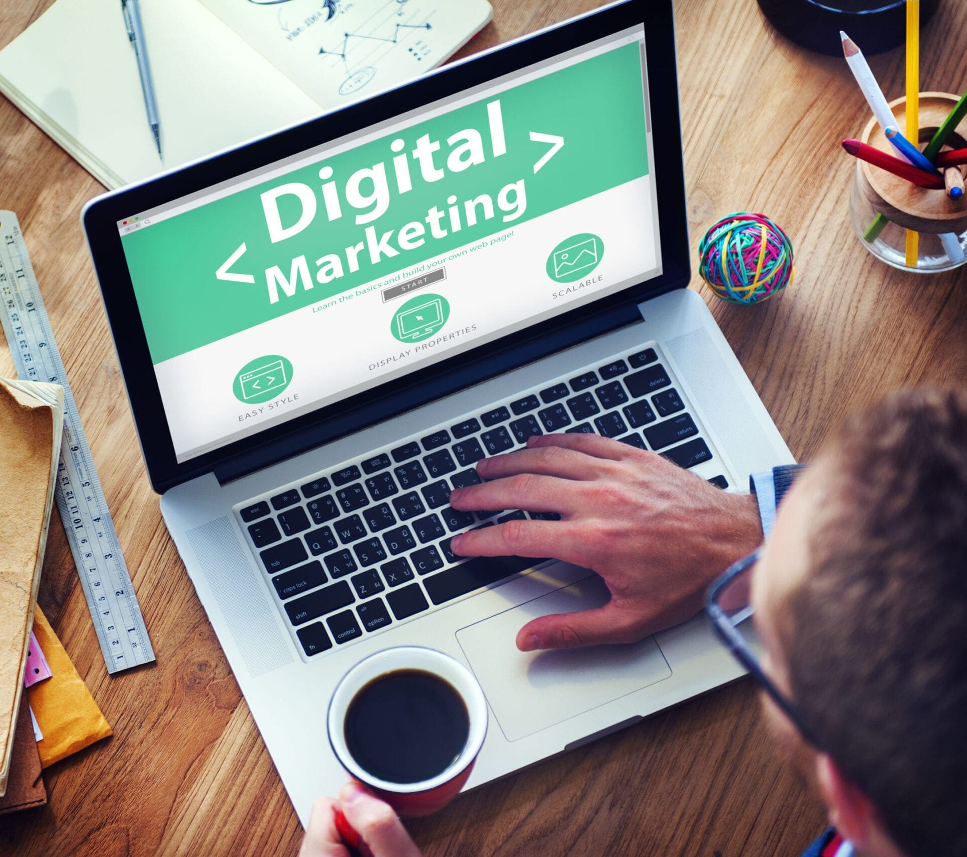 Digital Marketing Online Working Office Concept